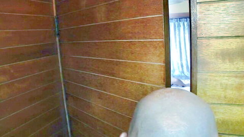 Japanese stepdad peeps on teen in bedroom, taboo voyeur tease