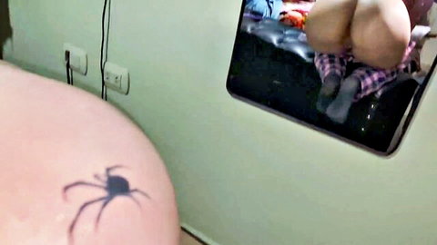 Argentine big-ass nympho Placer del Sur teasing with spider tattoo on hip
