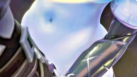 Vyse and Omen 3D encounter with voluptuous blue curves and intimate touch