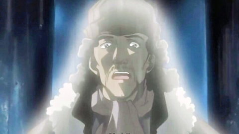 Intense anime wolf woman with glowing eyes and furry cape in fantasy scene