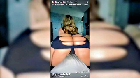 Lyna Perez bent over in revealing black dress exposing big ass