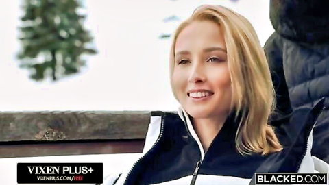 Blonde Bella Spark in snowy jacket from Blacked spies threesome