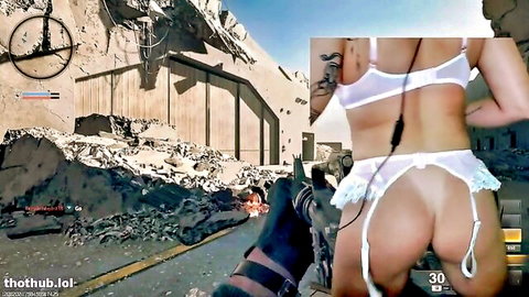 Zoie Burgher in revealing white lingerie, big ass view from behind in live stream