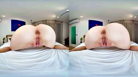 Melanie Marie big ass exposed with visible pussy in bent-over pose