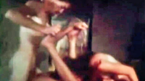 Retro blonde women in explicit lesbian oral sex scene
