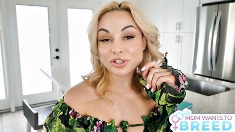 Crystal Rush as teasing stepmom in sexy floral dress, mom wants to breed fantasy