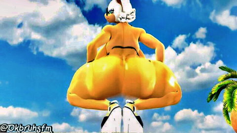 Rouge the Bat in tiny bikini flaunting huge ass on beach