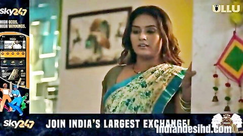 Indian woman in elegant white-green saree from Taras Part 02 Ullu web series