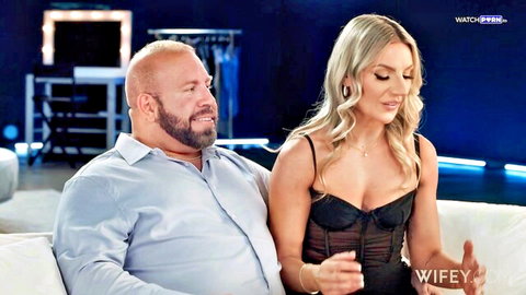 Hollywood Cash with fit blonde hotwife Elanie in sheer black lingerie