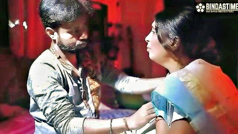 Indian yoga teacher couple in saree and kurta intimate moment, Hindi hot video 2024