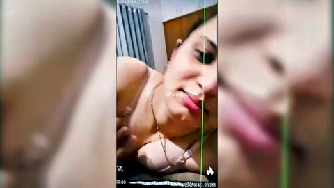 Hot Indian girl topless close-up, seductive pose with necklace