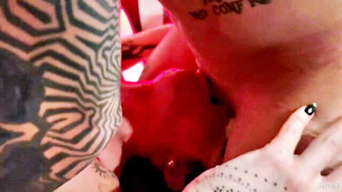 Petite tattooed egirl in rough oral passion, surrendering to wild heat