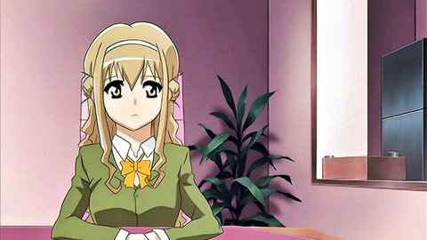Blonde hentai stepmom in green blazer and bow tie uniform
