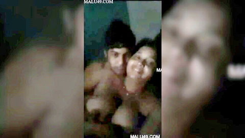 Sexy Indian Bhabhi topless selfie with lover embracing her curves