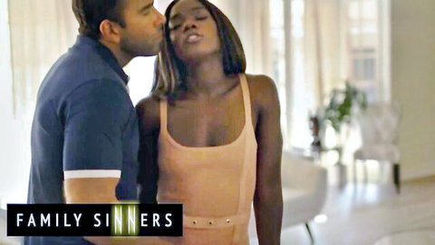 Will Pounder kisses curvy black babe EboBlack in tight dress, Family Sinners