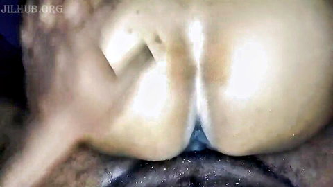 Blonde white woman bent over showing big ass and pussy close-up