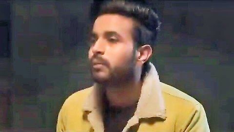 Bearded Indian man in yellow fur jacket, Zalim Pati 2024 Hindi hot web series thumbnail