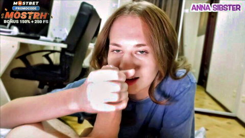 Anna Sibster sniffing in blue shirt, hot dirty talk with angry roommate