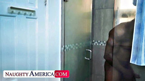 Stephanie Love in steamy shower with neighbor's BBC, Naughty America