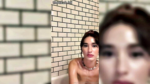 Natalie Roush nude in steamy shower, wet brunette beauty