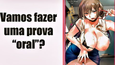 Anime teacher lilimaores giving oral exam, big tits exposed in seductive pose