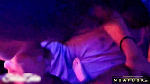 Cute girl enjoys blowjob and doggystyle fun in purple-lit bedroom