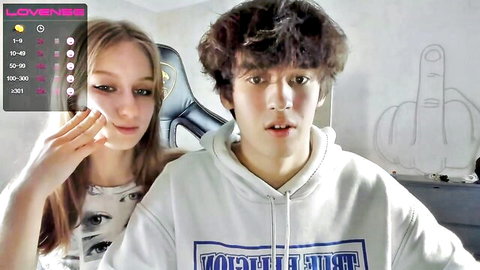 Cyyberwhore young teen camgirl with curly-haired guy in live Chaturbate chat