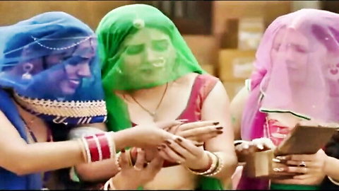 Three veiled Indian women in colorful sarees from Nashila Husn ALTBalaji web series, smiling together