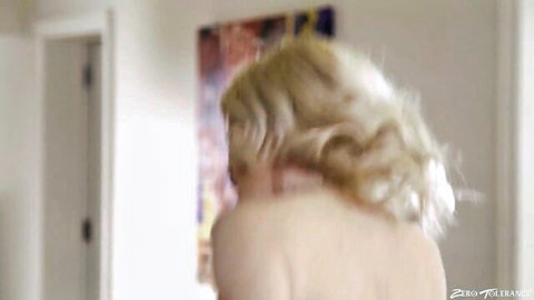 Stunning blonde with huge tits, nude from behind in stepmom taboo scene