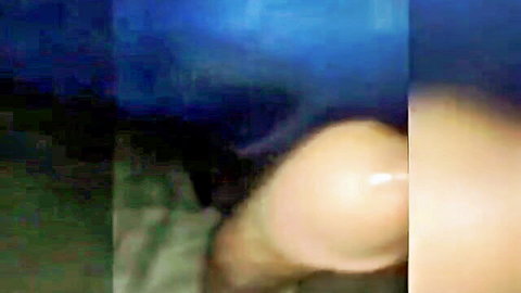 Blurry closeup of Latina's jeans with visible cumshot stain on pale skin