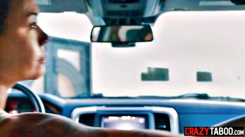 Blonde Kenna James with big jugs in teasing car awakening