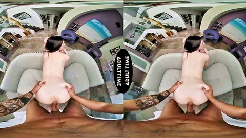 Celestina Blooms reverse cowgirl riding black cock in VR