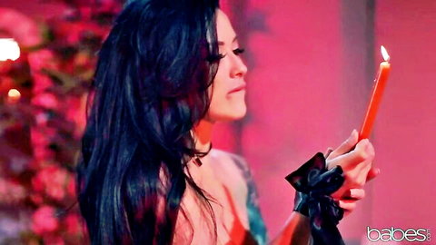 Katrina Jade seductive MILF holding candle in Babes scene