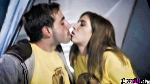 Jane Wilde, 19yo brunette, passionately kissing in yellow top exploring sexuality