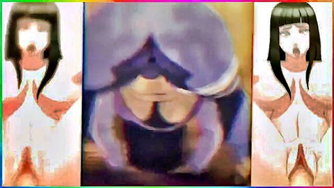 Hentai anime girl with bob black hair in explicit nude poses