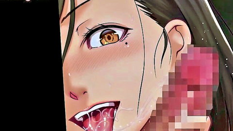Hentai girl ahegao face with orange eyes rolled back, tongue out drooling thick cum from open mouth censored.