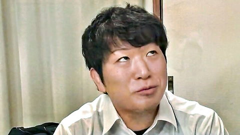Handsome Japanese man in white shirt looking seductive solo