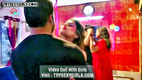 Indian women in red dress video call tease, hottest foursome preview 2021