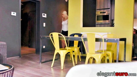 Vittoria Dolce busty blonde posing elegantly before interracial threesome