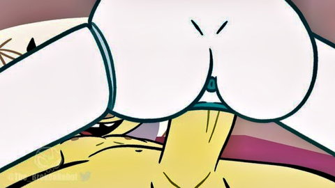 Cartoon big white ass cheeks spread getting fucked anally by thick yellow cock