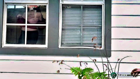 Nyx Baltimore and Nyx Monroe in teasing peeping window voyeur scene