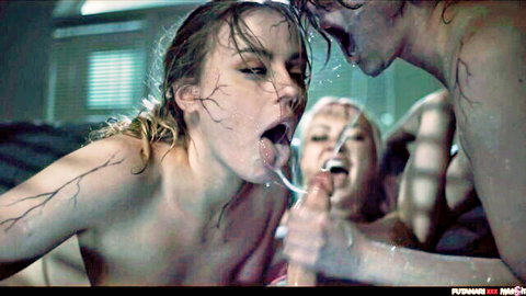 Cherry Kiss in wet futa parasited threesome oral action