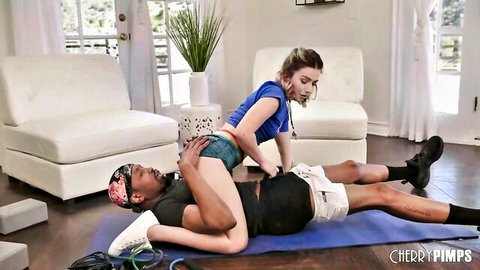 Chanel Camryn massages Isiah Maxwell in interracial yoga scene