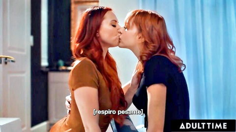 Aidra Fox and Kenna James share a passionate redhead lesbian kiss