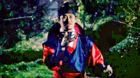 Chi Chi in dark forest night scene from Hot Korean Girls Asian movie