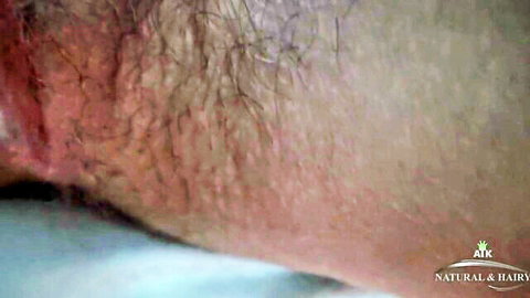 Close-up of natural hairy teen pussy in POV creampie scene from ATK Girlfriends compilation