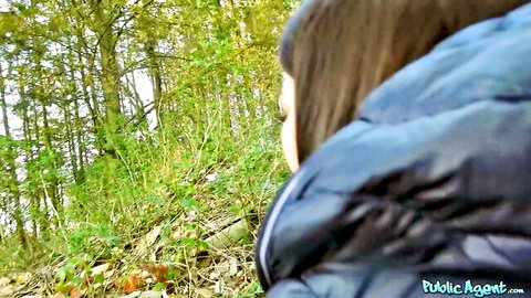 Nika Black looks back seductively in steamy forest encounter
