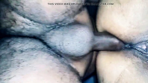 Hairy couple vaginal penetration close-up in amateur housewife sex
