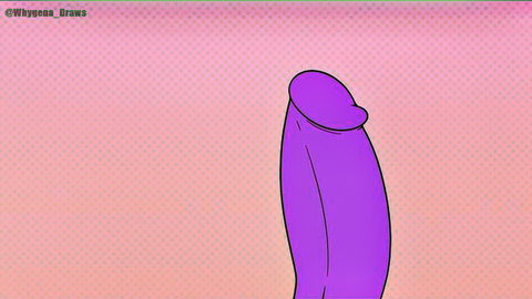 Shiny purple cartoon cock erect on pink gradient background