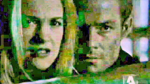 Victoria Pratt intense close-up with co-star in First Wave S02E21 (2000)